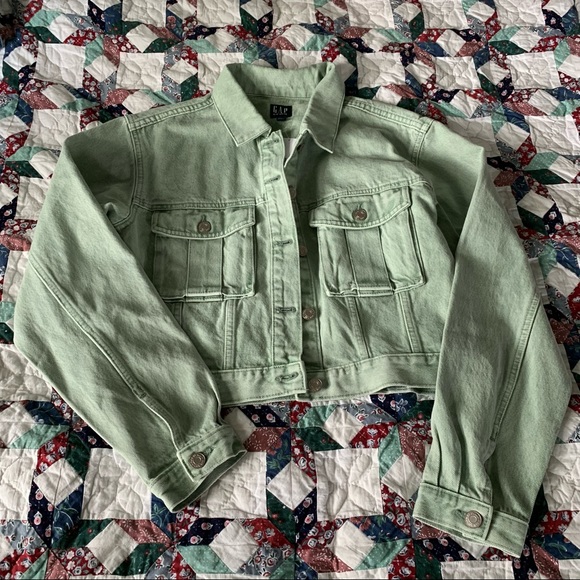 pale green denim jacket